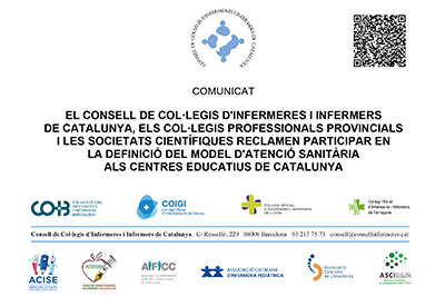 COMUNICAT El CCIIC, els col·legis professionals i les societats científiques infermeres demanen participar en la definició del Model d’Atenció Sanitària als centres educatius de Catalunya